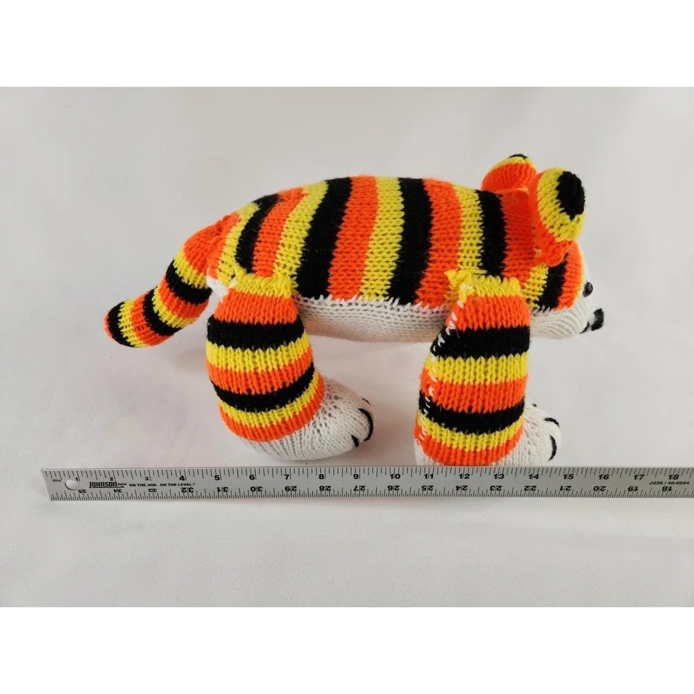 CROCHETED handmade knitted Chunky‎ Knit tiger cub Calico Cat Striped Bear plush